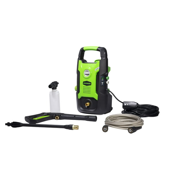 Hidrolavadora Greenworks de 1500 PSI y 1,2 GPM (vertical, de mano), certificada por PWMA