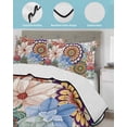 thumbnail image 4 of Quilts Twin Size, Boho Floral Soft Comforter Bedding Set for Bed, Spring Vintage Abstract Art Flowers Lightweight Quilted Bedspread with Pillow Cover(2 Pieces) for All Season, 68x86 Inch, 4 of 6