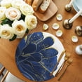 thumbnail image 3 of Round Placemats Set of 4 Navy Blue Watercolor Floral Place Mats Washable Woven Placemat Golden Lines Circle Braided Table Mat for Kitchen Dining Table Party Home Decor 15 Inch, 3 of 8
