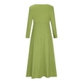 thumbnail image 5 of Wycnly Summer Dresses for Women Casual Solid Tie Front Ruffle Swing Tunic Maxi Dresses 2025 3/4 Sleeve V-Neck Plain Long Formal Dress Green s, 5 of 6