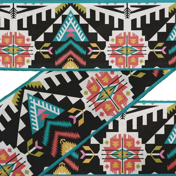 IBA Indianbeautifulart Black Ikat Southwestern Dupion Trim Fabric Sewing Fabric Lace Dressmaking Printed Sewing Lace By 9 Yard 2 Inches