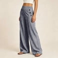 thumbnail image 6 of KIHOUT Womens Striped Waist Wide Leg Pants High Rise Elastic Back Casual Loose Fit Straight Leg Trousers with Pockets Daily Wear, 6 of 7