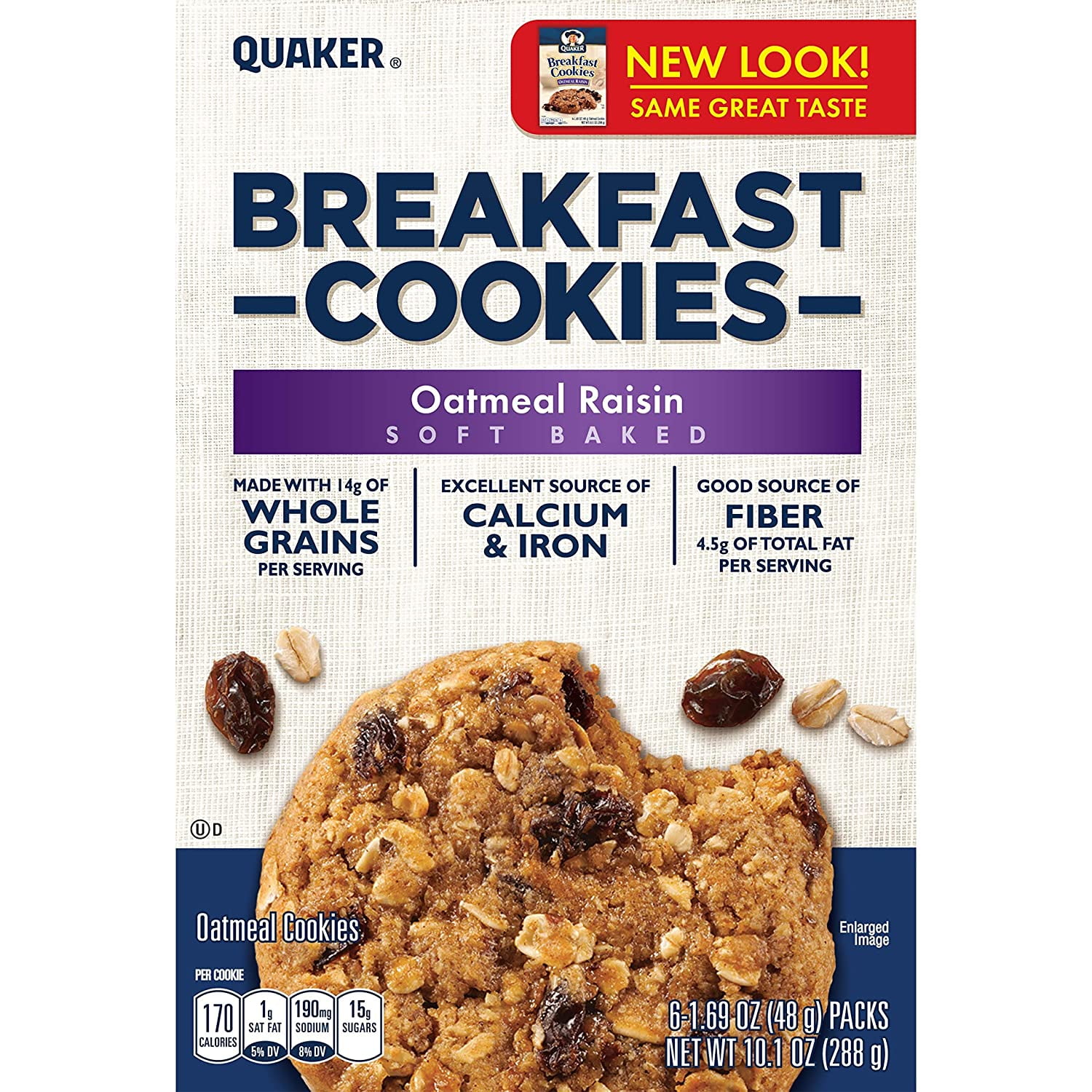 Quaker Breakfast Cookies, Oatmeal Raisin, (Each 6 Count of 1.69 oz