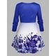 thumbnail image 2 of Camiseta de Talla Extra de Cintura Imperio Floral con Anillo Rosegal  Mangas largas de talla grande, 2 of 5