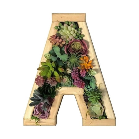 

Litaoh Horticultural Water Basin Alphabet Flower Pot 1Pc Flower Pots Decorative Wall Wooden Monogram Letters with Artificial Succulents Bryophytes Vertical Artificial Garden Pots Living Wall Art
