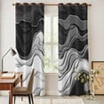 thumbnail image 4 of Black Grey Ombre Kitchen Curtains 96 Inch Length, Abstract Modern Geometric Moire Art Grommet Top Bedroom Living Room Curtains, Light Filtering Cafe Curtain Drapes 2 Panels Set 104''x96'', 4 of 9