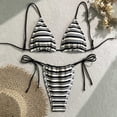 thumbnail image 6 of YTCAMLO Women's Colorblock Stripes Bikini Sets Summer Trendy Halter Tied Triangle High Cut Thong Cheeky Two Piece Bathing Suit, Black L, 6 of 8