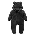 thumbnail image 3 of 0-3 Months Newborn One-Piece Jumpsuit Newborn Infant Baby Boys Girls Snowsuit Winter Coat Warm Fleece Hooded Footed Romper Jumpsuit Outfits Black Infant Gift, 3 of 4