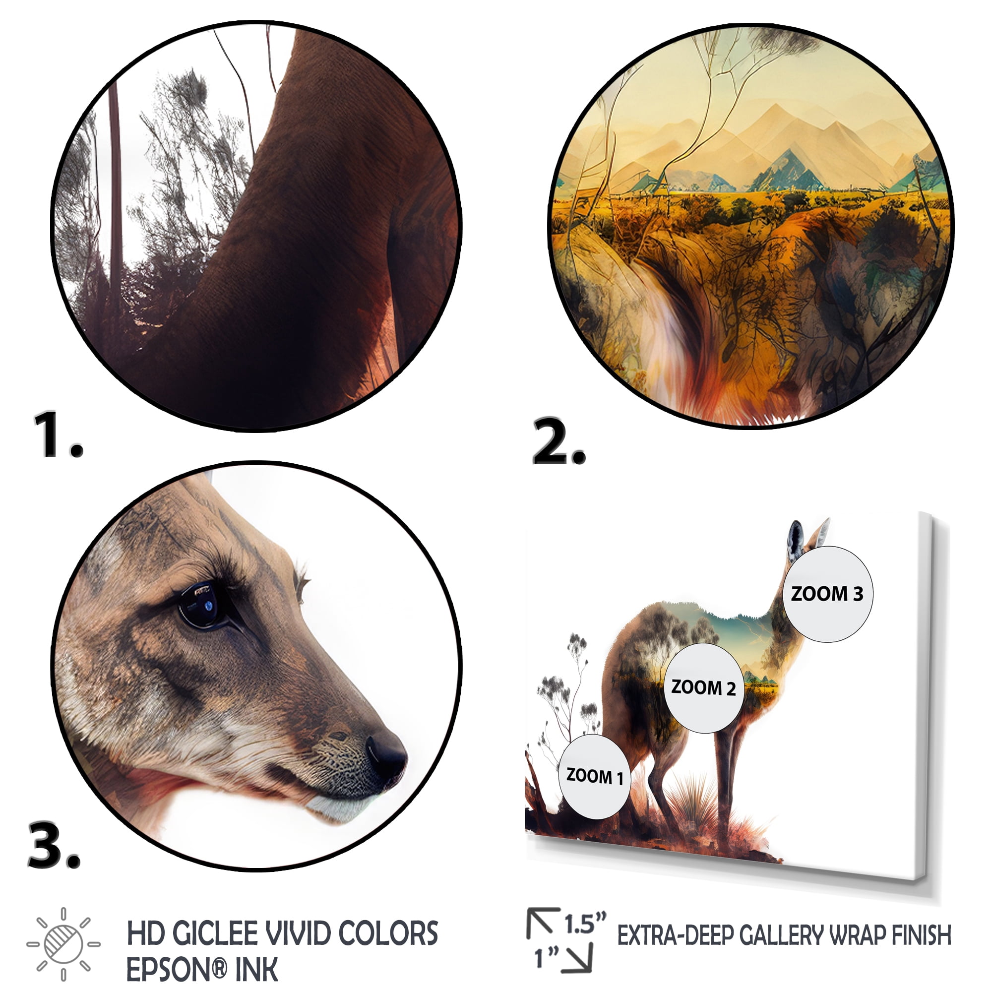 Designart Double Exposure Of A Kangaroo With Australian Landscape Canvas Wall Art