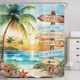 thumbnail image 2 of 72Wx84H Extra Long Shower Curtain for Bathroom Decor Beach Palm Tree Ocean Quotes Coastal Sunset Scenery Inspirational Art Printed Fabric Polyester Waterproof 12 Pack Plastic Hooks, 2 of 6