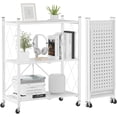 thumbnail image 2 of Storage Shelves with Wheels  Bookshelf with Storage  No Assembly Metal Rack Shelf for Kitchen  Office  Laundry  Garage Tier  ), 2 of 6