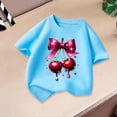 thumbnail image 3 of Kiijoy Girls Summer T-Shirt Cherry Print Short Sleeve Crew Neck T Shirt Tee, Sizes 2-14, 3 of 4