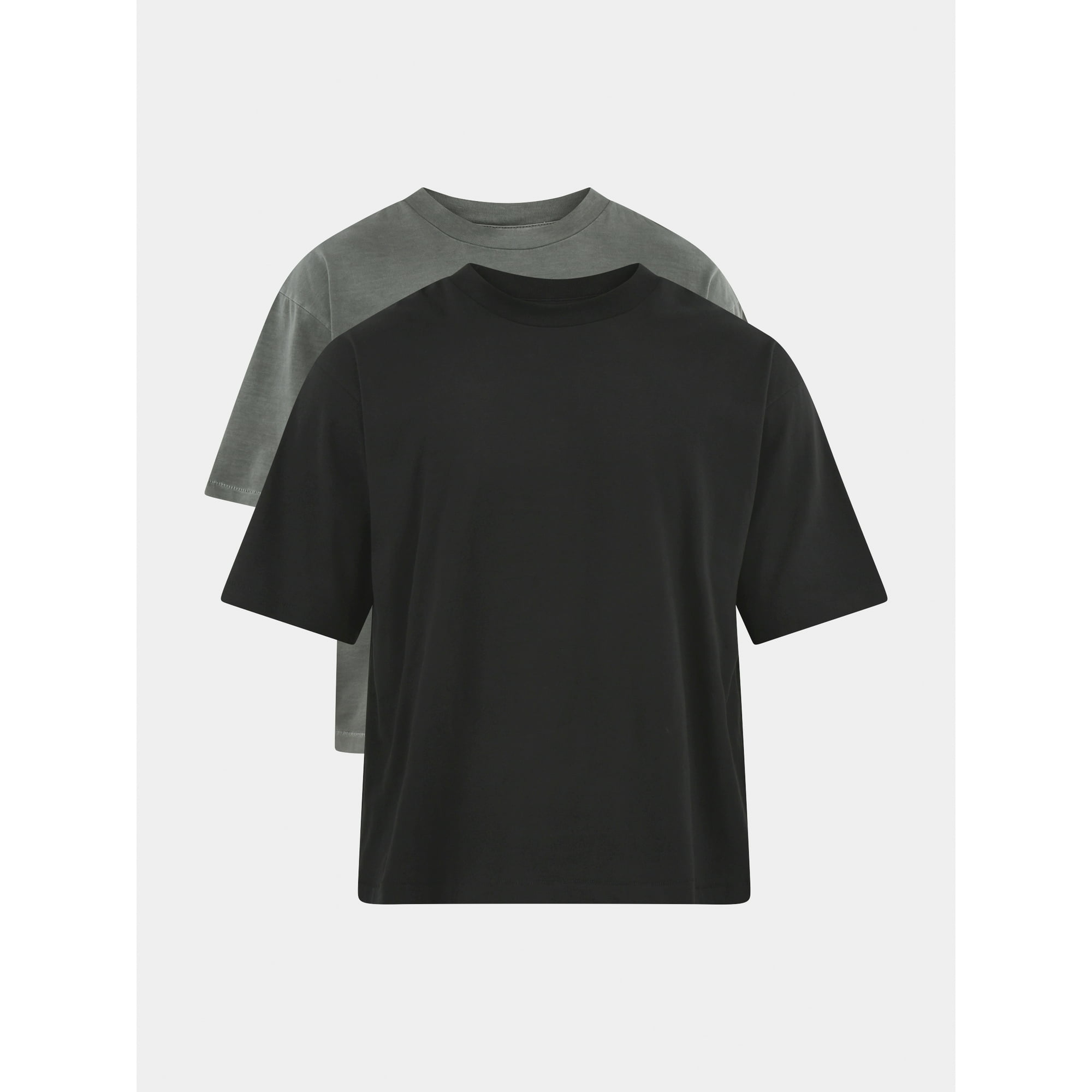 No Boundaries Cotton Oversized Cropped Tee with Short Sleeves, 2-Pack, Men's and Big Men's XS-5XL