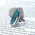 thumbnail image 5 of Exquisite Blue Copper Turquoise Ring â€“ Long Pear Full Finger Statement Ring, 5 of 10