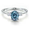 thumbnail image 3 of Gem Stone King 14K White Gold Persian Blue Moissanite and Moissanite Engagement Ring for Women | 1.58 Cttw | Oval 8X6MM | Gemstone Birthstone | Size 7, 3 of 6