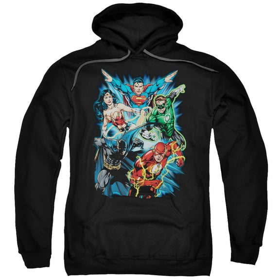 JLA Justice League Jl Assemble Adult Pullover Hoodie Sweatshirt Black