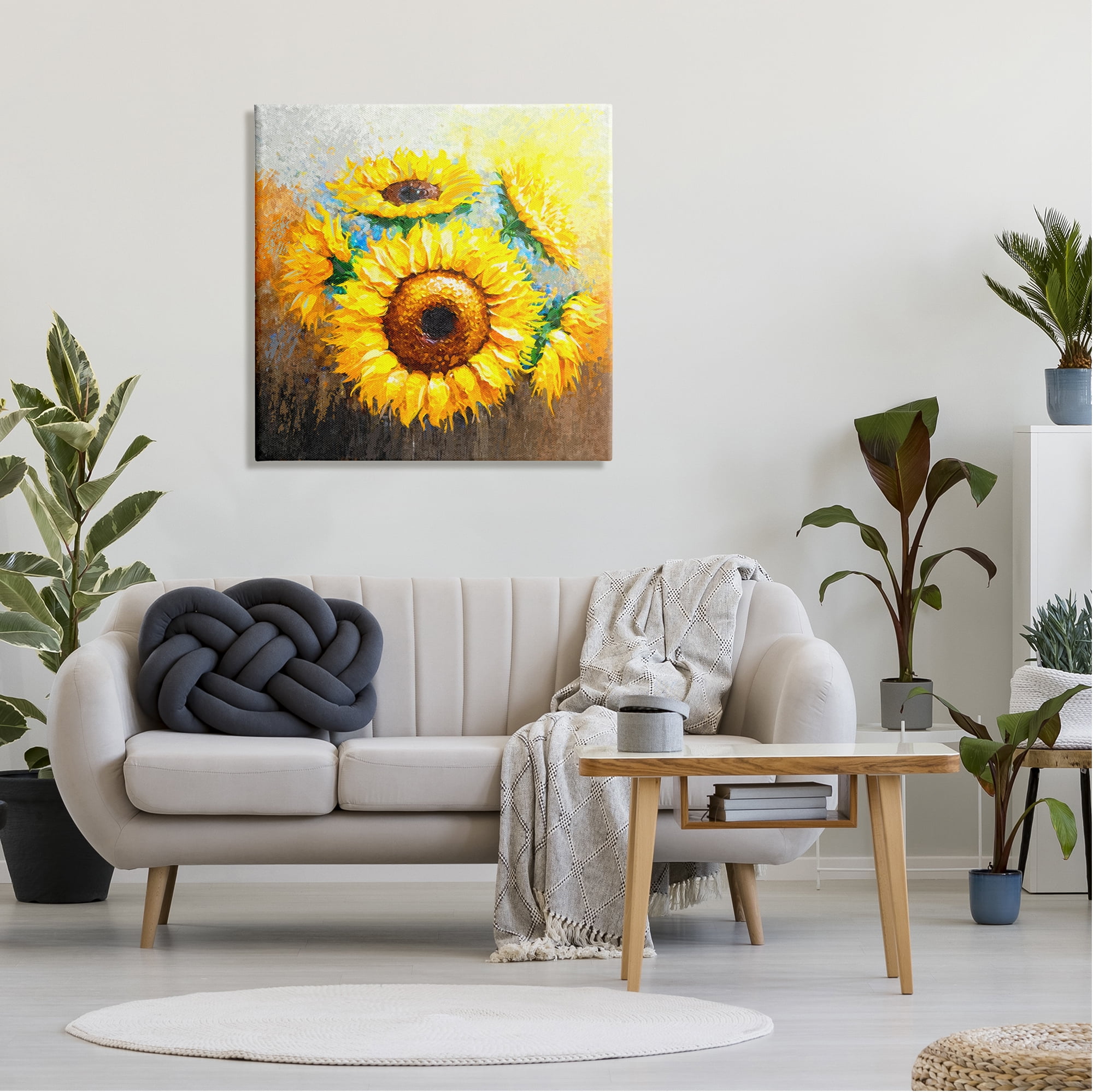 Stupell Vivid Yellow Sunflowers Impressionist Style Botanical & Floral Painting Gallery Wrapped Canvas Print Wall Art