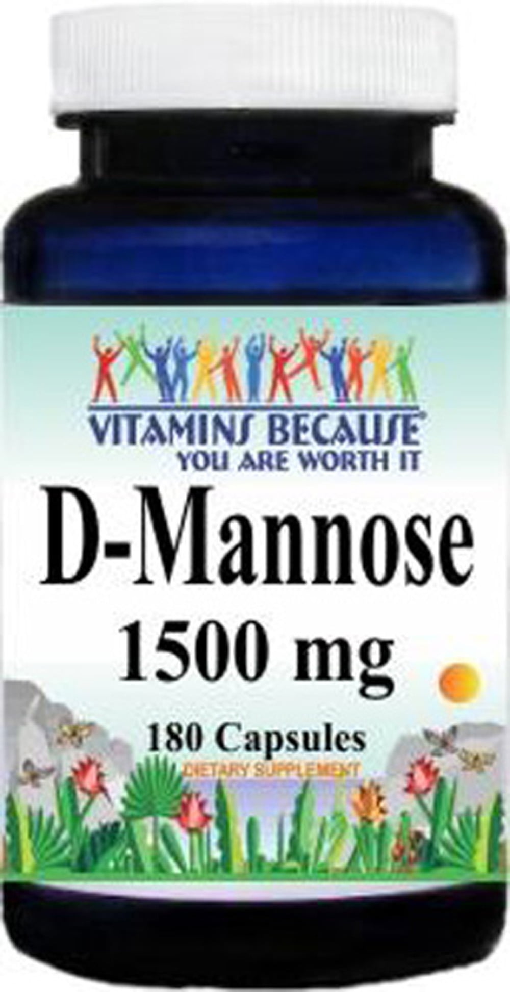 DMannose 1500mg Herbal Supplement 180 Capsules by Vitamins Because