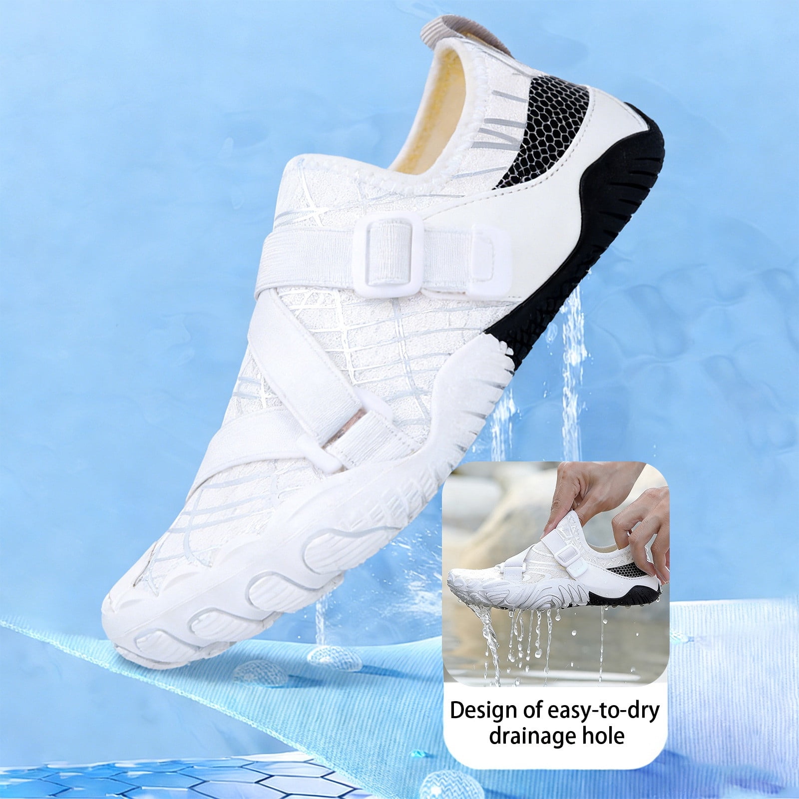 Water Shoes for Women Men Quick-Dry Hiking Beach Barefoot Boat Aqua Shoe Outdoor Sports Comfortable Slip On Unisex Footwear White 37