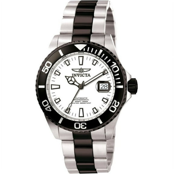 Invicta Men's 10498 pro-diver automatic white dial two tone stainless steel watch