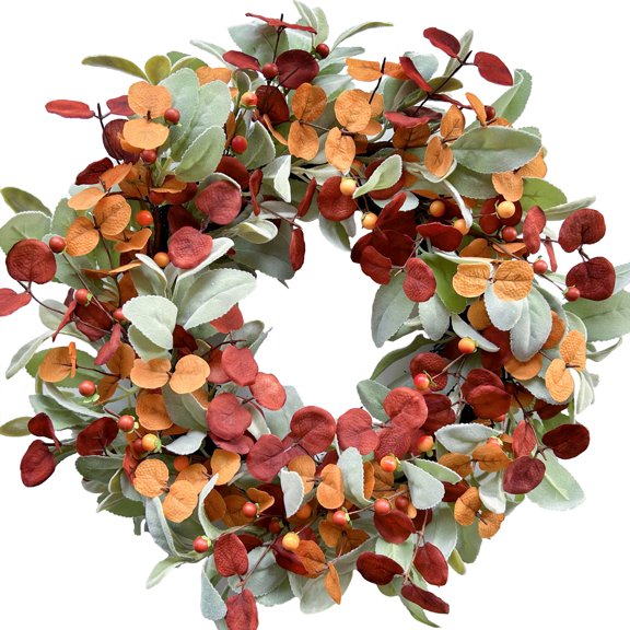 20'' Fall Wreaths for Front Door with Leaf and Berry, Fall Decor Autumn Wreath for Thanksgiving Day, Fall Porch Decor, Fall Wreaths for Home Decoraction (Fall Wreath)