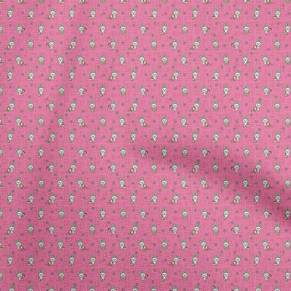 oneOone Viscose Jersey Pink Fabric Kids Animal Sewing Craft Projects Fabric Prints By Yard 60 Inch Wide