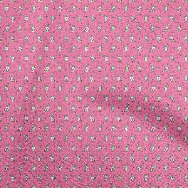 oneOone Polyester Spandex Pink Fabric Kids Animal Craft Projects Decor Fabric Printed By The Yard 56 Inch Wide