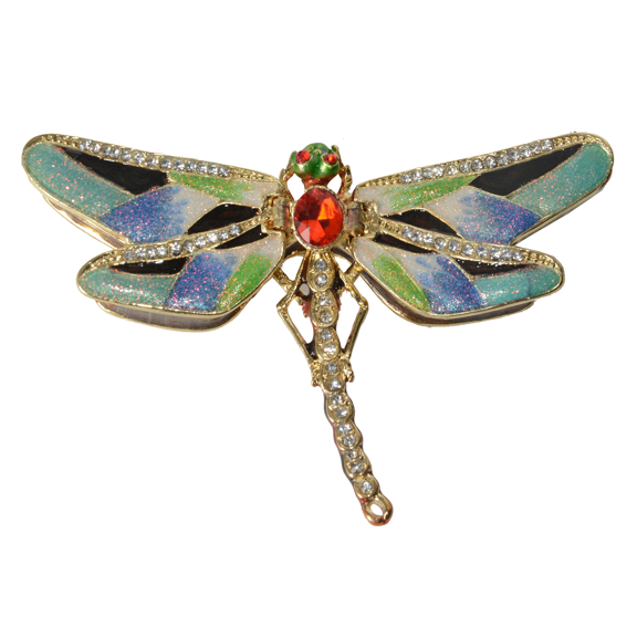 Dragonfly Trinket Box Hand Painted Enameled Jewelry Box Crystals Bejeweled Keepsake Box Novelty Gifts