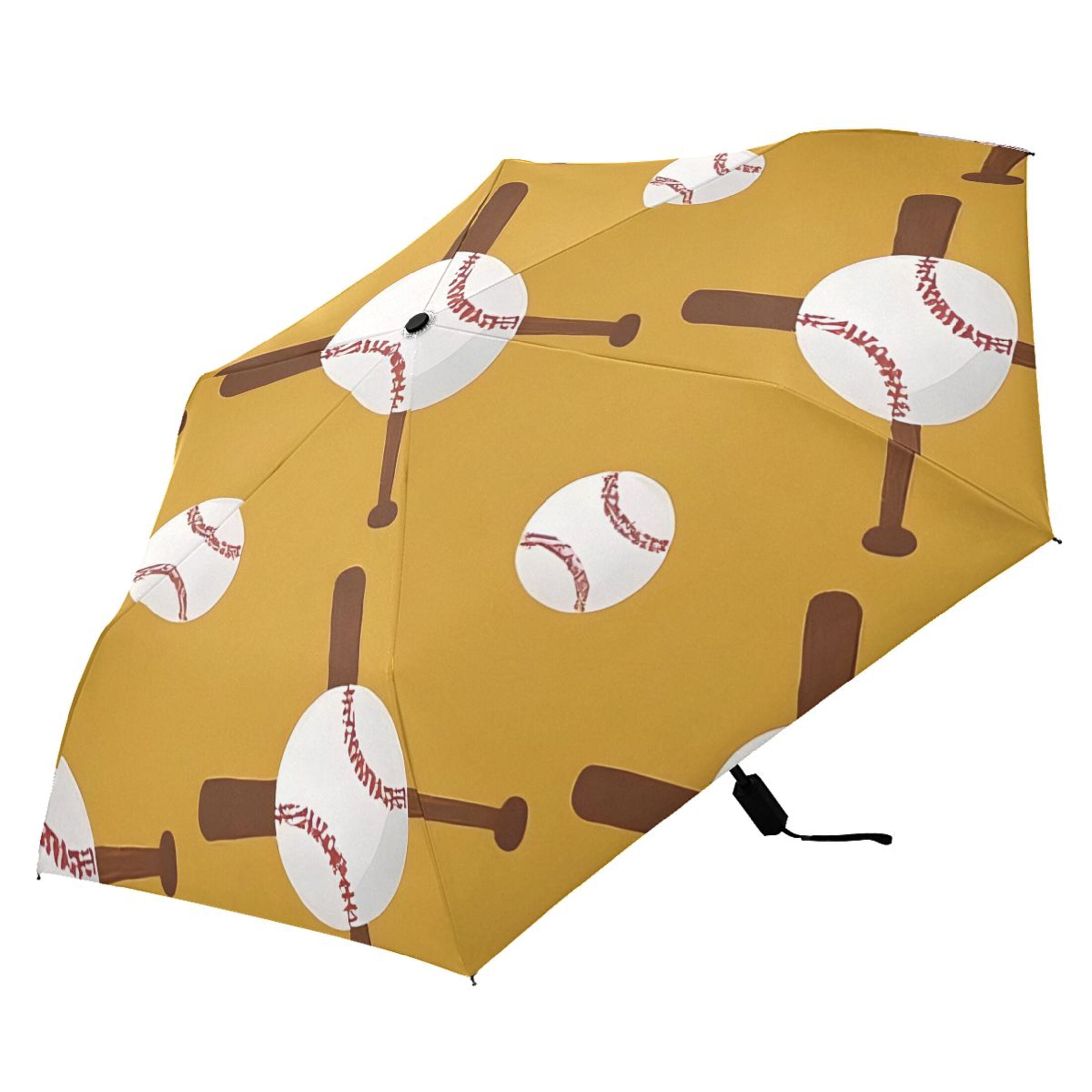 ALAZA Baseball Balls Bats UPF 50+ Compact Folding Umbrella for Rain Travel Umbrella Packable