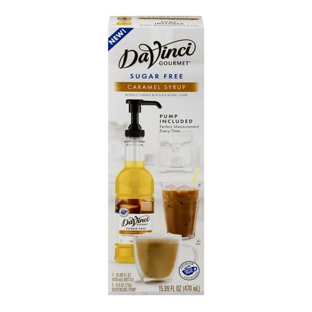 DaVinci Gourmet Sugar Free Syrup with Pump, Caramel, 470ml