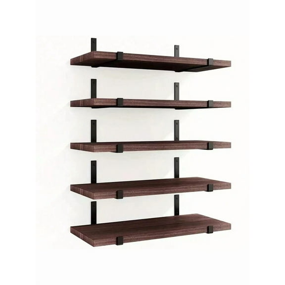5pcs Equal-Length Floating Wall Shelves | Wall Hanging Storage Rack/Bookshelf | For Bedroom, Living Room, Study | Home Organization & Decor