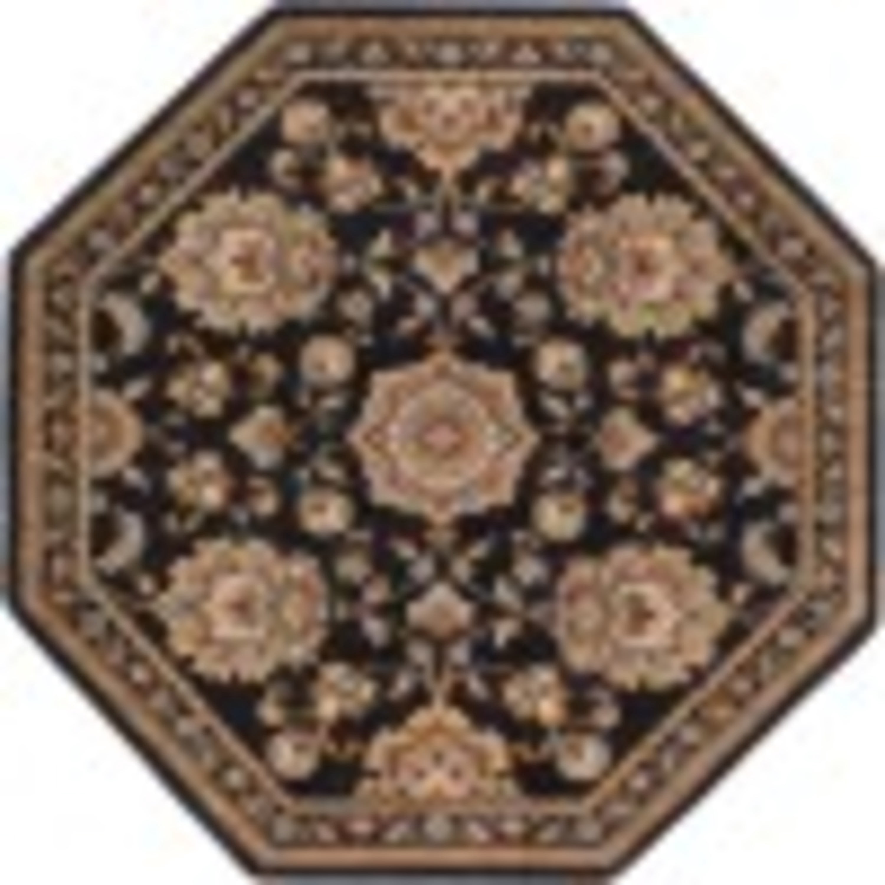 Sensation Traditional 5' Octagon Black and Gold Polypropylene Indoor Area Rug