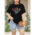 thumbnail image 4 of XCHQRTI Women Leopard Heart T-Shirt Plus Size Short Sleeve Graphic Shirt Valentine's Day Top, 4 of 7