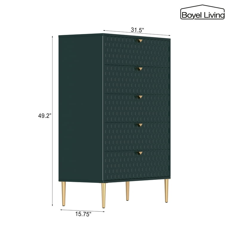 Boyel Living Green Accent Storage Cabinet with 5-Drawer Chest, Green-015