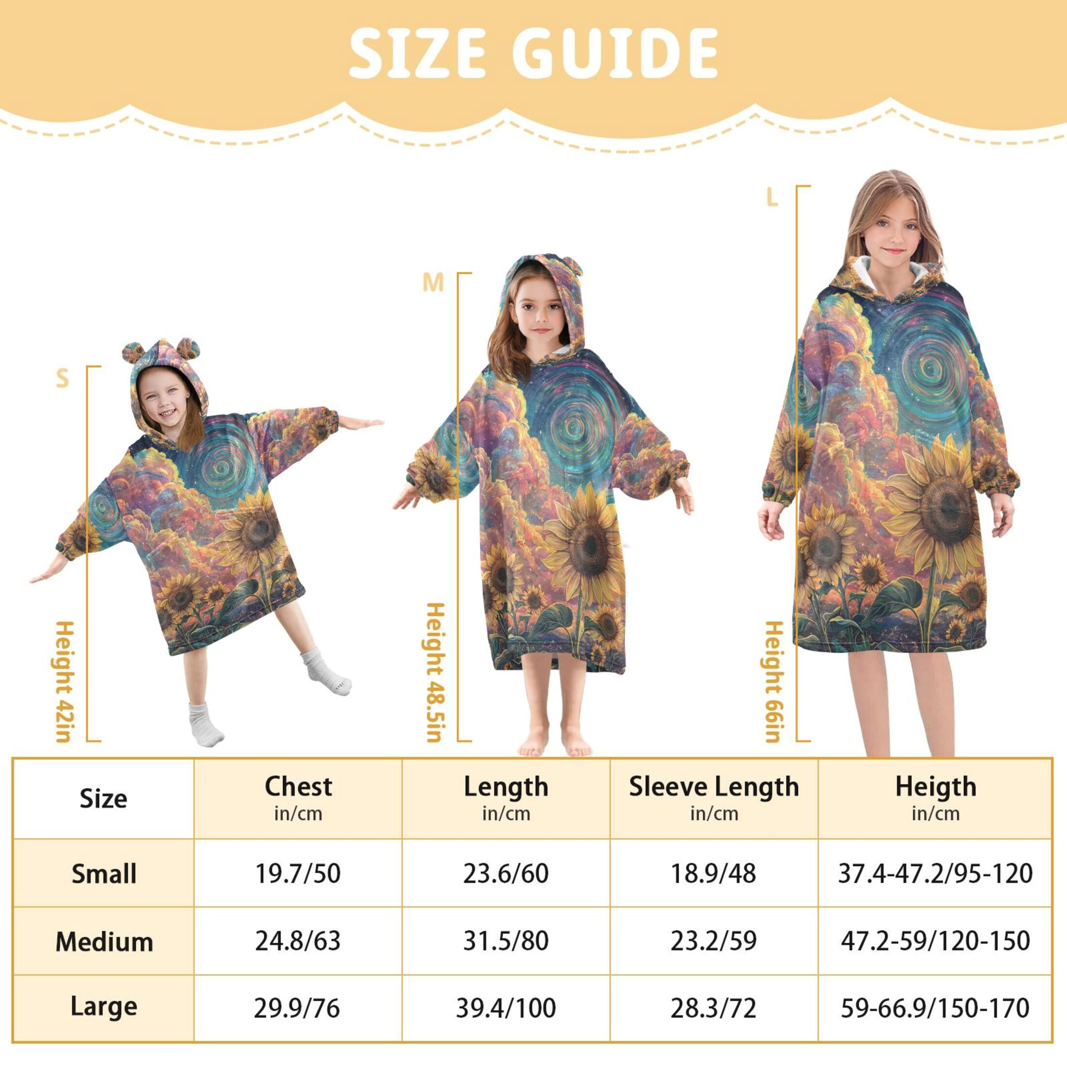 YAZAOO Kids Wearable Blanket Hoodie Warm and Cozy Sunflowers under A Cosmic Sky Flannel Sweatshirt