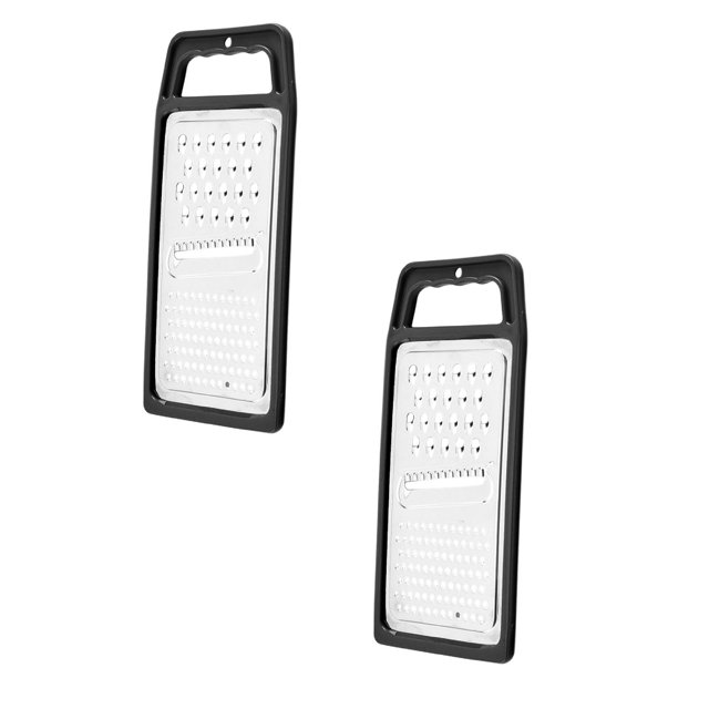 Oleegame 2PC Handheld Stainless Steel Cheese Grater For Kitchen Garlic Ginger Planer Black