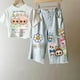 thumbnail image 1 of Conjunto de camiseta y pantalones vaqueros con estampado de dibujos animados, novedad de verano, ropa para niños, pantalones superiores para niña, traje de barbilla continental, 1 of 5