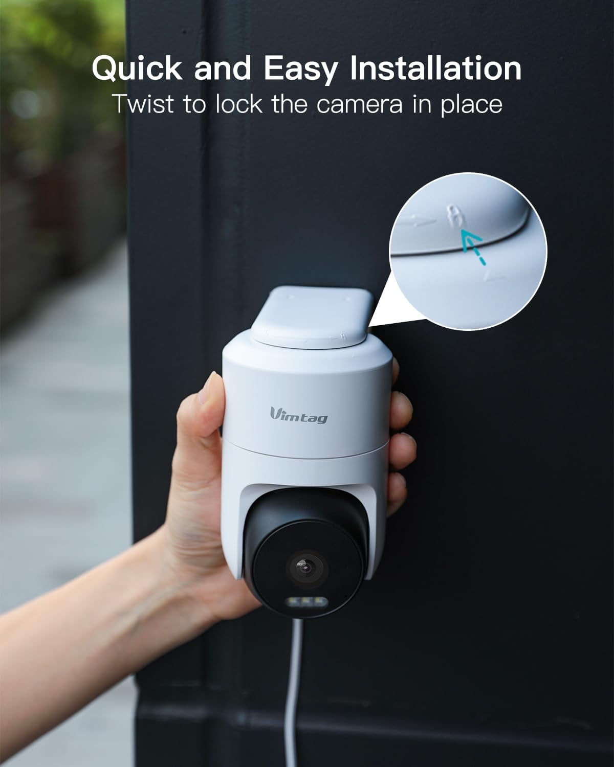 Vimtag 2.5K Security Camera Outdoor, Plug-in 2.4G WiFi Indoor Cameras for Home Security, Color Night Vision, 360° View, Motion Tracking & Alerts, IP66 Waterproof, Works with Alexa, Cloud/SD Storag