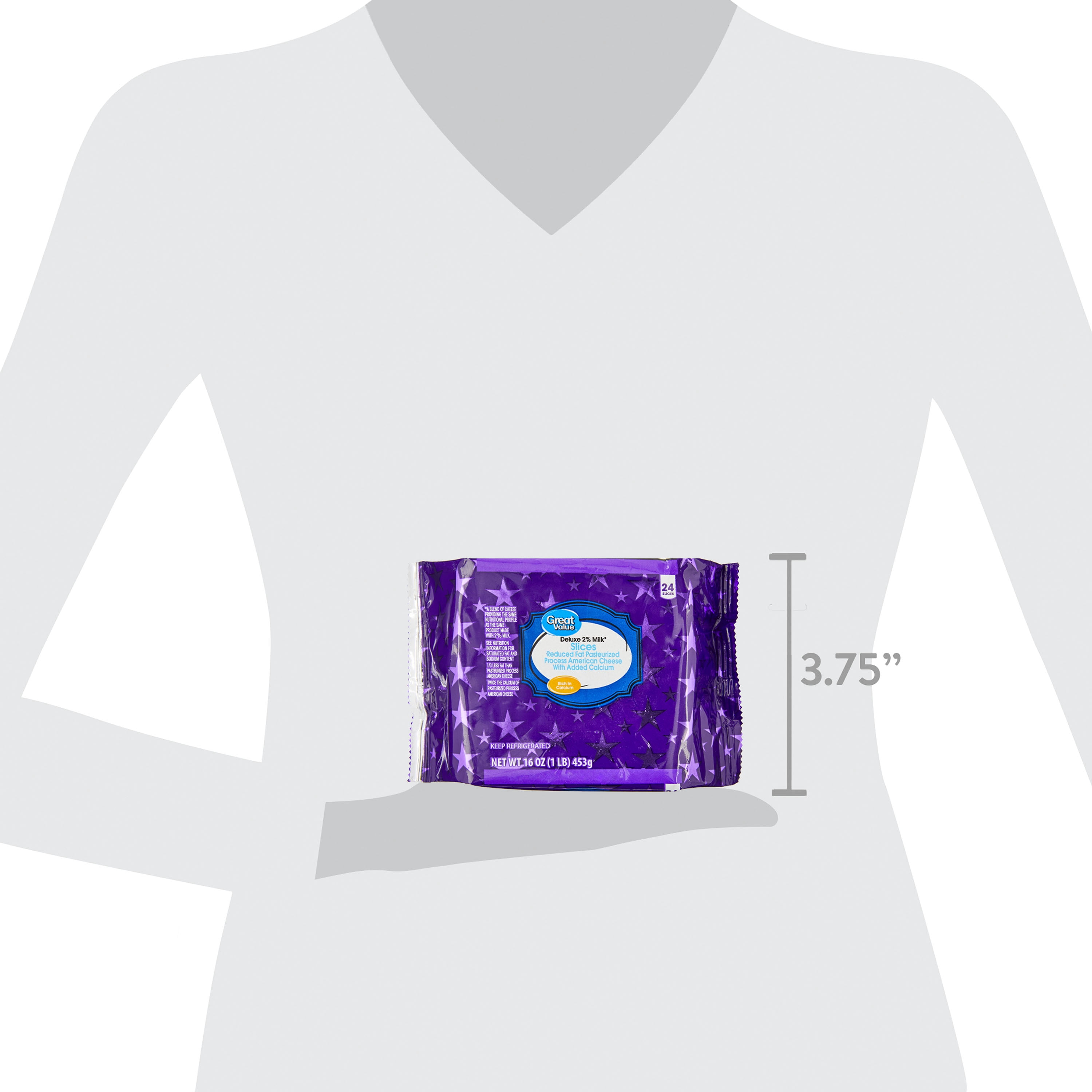 Great Value Reduced Fat Deluxe American Cheese Slices, 16 oz, 24 Slices