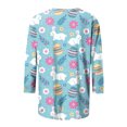 thumbnail image 5 of HKEJIAOI Hauts à Manches 3/4 pour Femmes Imprimé Floral Col Rond XXL Été, 5 of 5
