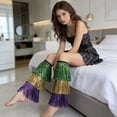 thumbnail image 2 of Disco Glitter Tinsel Leg Warmers - Fringe Stretchy Boot Covers | Mardi Gras Outfit Accessories, 2 of 7