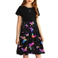 thumbnail image 5 of Pounoo New Dresses For Girls Leisure Print Short Sleeve Casual Dresses Round Neck Knee Length Dress Quick Drying Kids Dresses Girls 4-16, 5 of 7