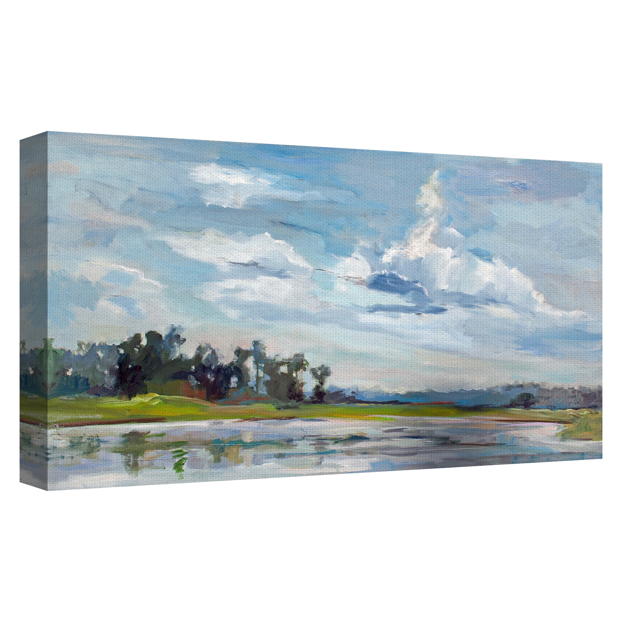 Masterpiece Art Gallery Tree Reflections Landscape By Carol Hallock Canvas Art Print 27" x 54"