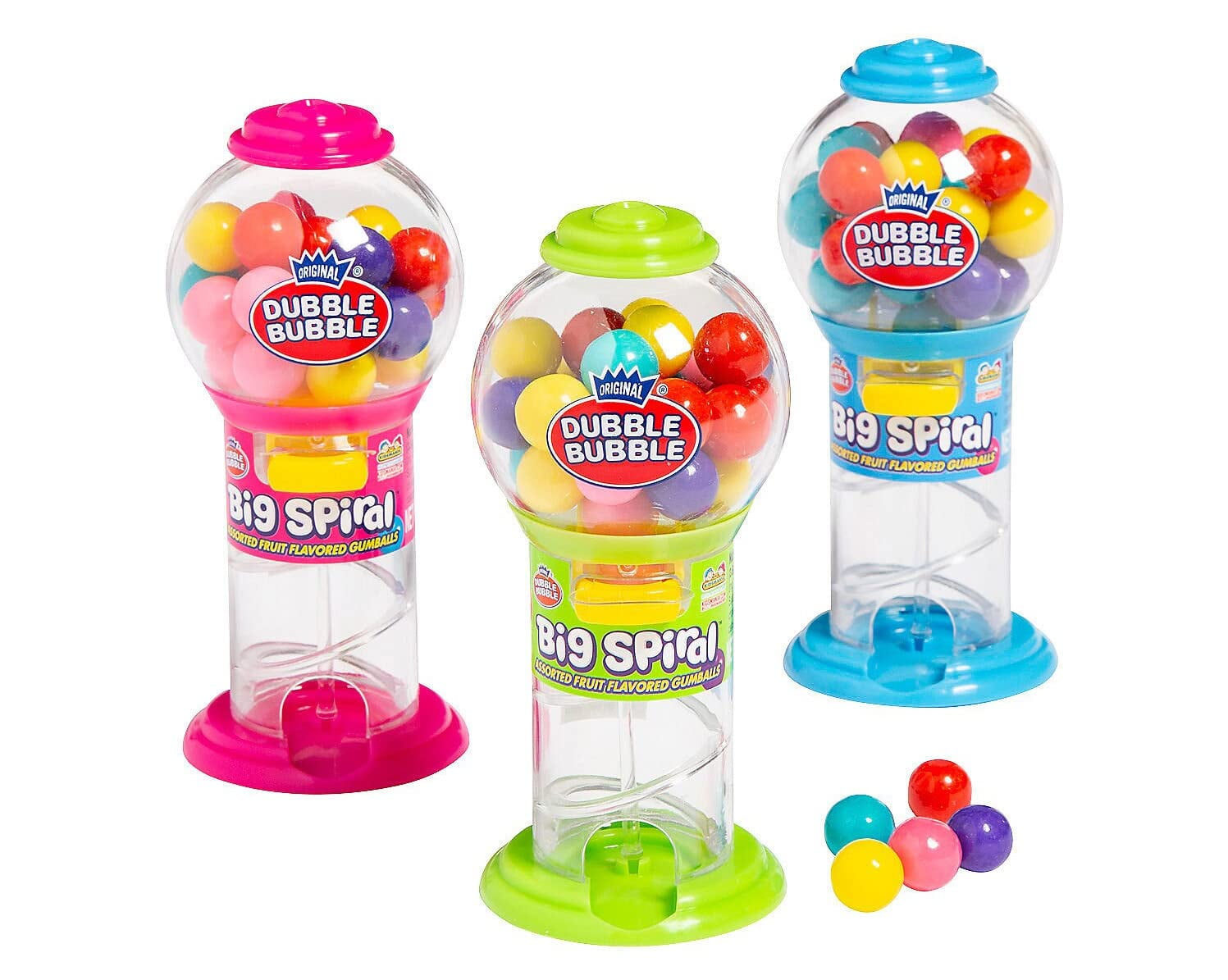Kidsmania Dubble Bubble Gum Bright Big Spiral Gumball Dispensers