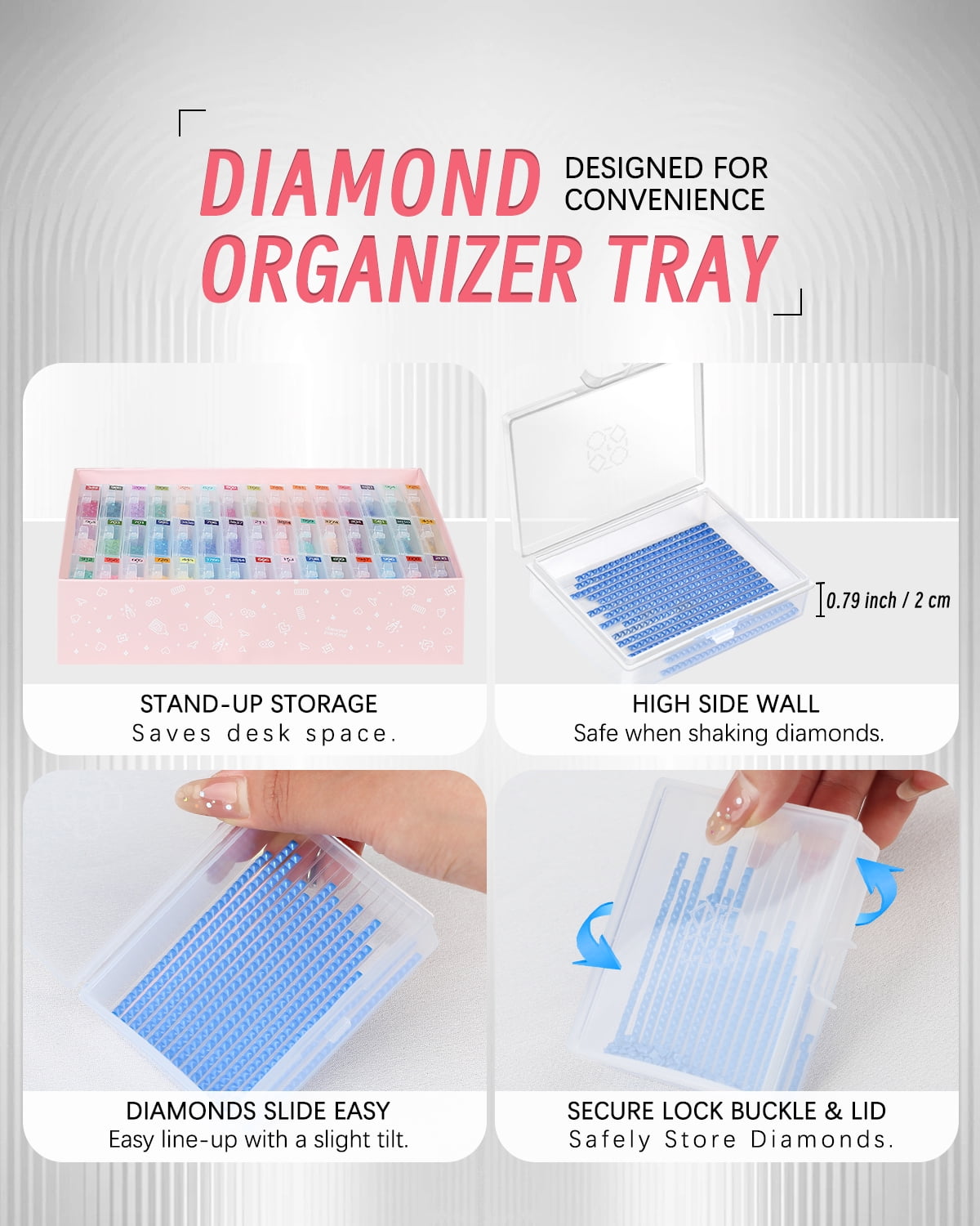 45PCS Diamond Painting Storage Containers Trays, Diamond Painting Accessories Diamond Painting Trays with Lids, 2-in-1 Diamond Art Storage and Trays, Bead Storage & Line-UP