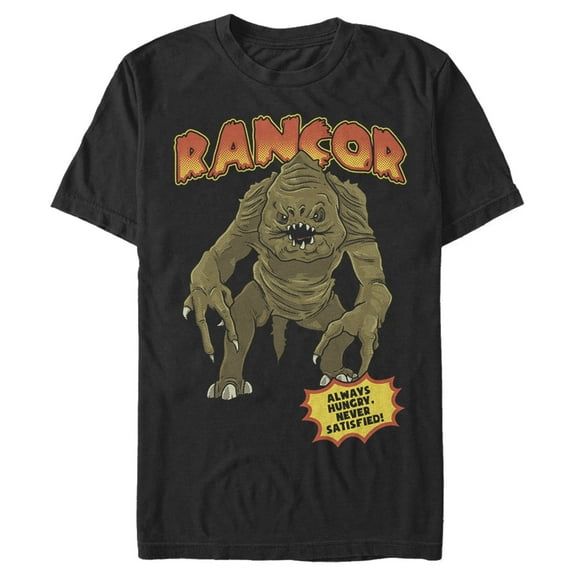 Men's Star Wars Rancor Always Hungry Never Satisfied  Graphic Tee Black 2X Large