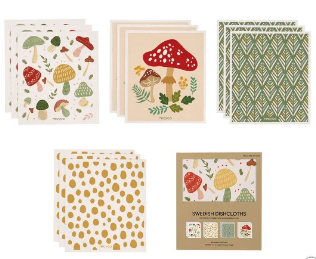 Swedish Dishcloths 12-Piece Set Boho The Perfect Combo of a Sponge and Cloth