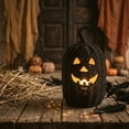 thumbnail image 4 of Yashow Elite Black Woven Halloween Pumpkin Ornament, Rattan Pumpkin Tabletop Decoration, Rustic Fall Shelf Mantel Entryway Decor for Halloween Party Display, 4 of 13