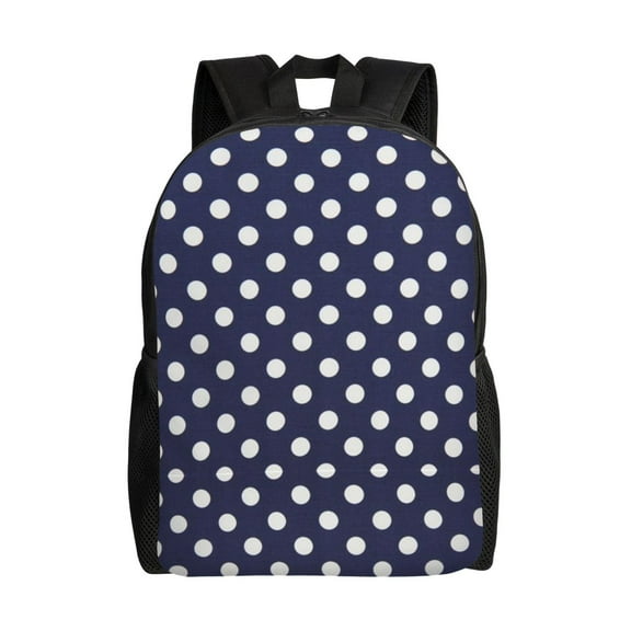 Polka Dot Navy Pattern Backpack Travel Bag For Men Women Lightweight Back Pack With Laptop Compartmen