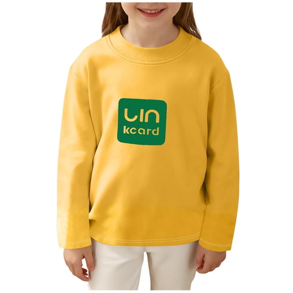 Bovxnpu Girls Long Sleeve T Shirts Kids Spring Fall Tops School Tee Unisex Long Sleeve Shirt Undershirt Crew Neck Letter Graphic Soft Breathable Spring Fall Grils Casual Tops